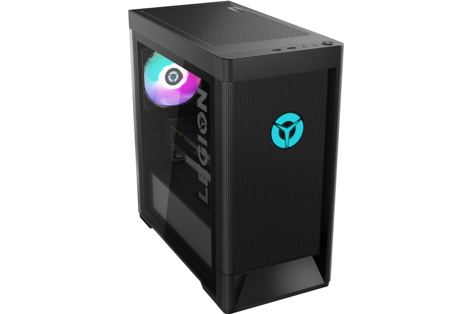 Lenovo Legion Tower 5i Gaming PC with RGB on.
